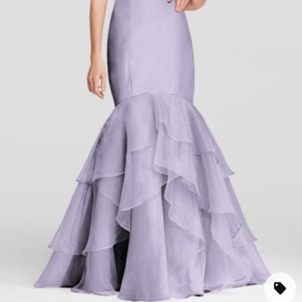 David's Bridal Lavender Strapless Fit and Flare Organza Dress SIZE 8 Prom - Picture 2 of 6